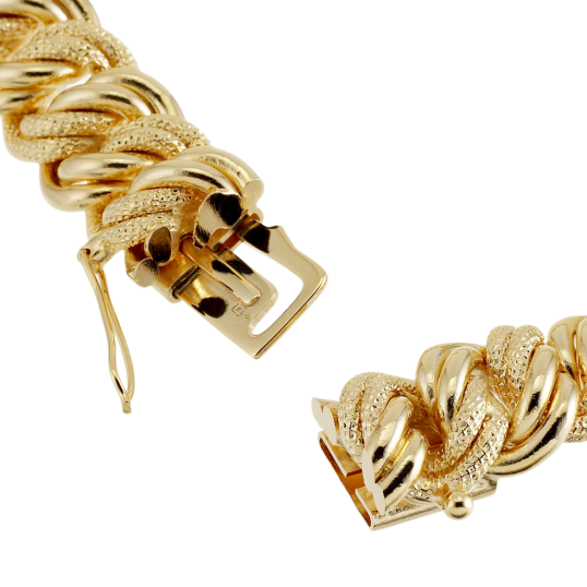 Bracelet en plaqué or, maille américaine ciselée