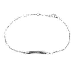 Bracelet en argent rhodié, barrette oxydes de zirconium