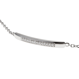 Bracelet en argent rhodié, barrette oxydes de zirconium
