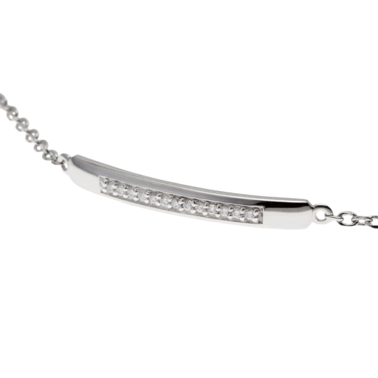 Bracelet en argent rhodié, barrette oxydes de zirconium