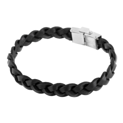 Bracelet acier et cuir tresse