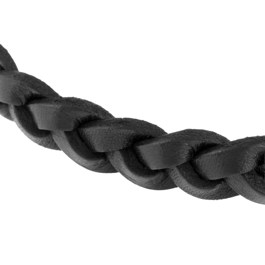 Bracelet acier et cuir tresse