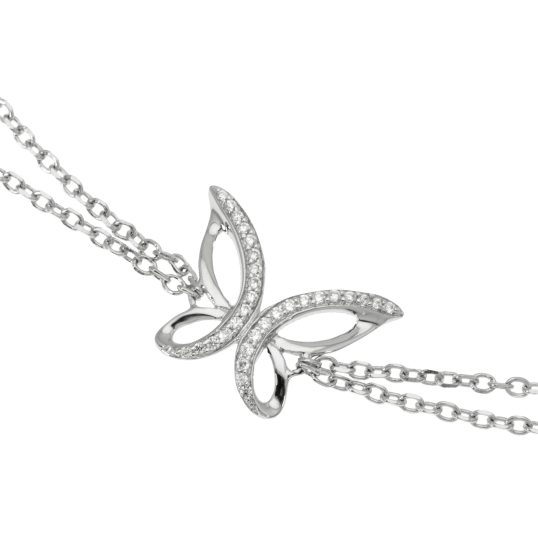 Bracelet en argent rhodié et oxydes de zirconium, papillon Bracelet en argent rhodié et oxydes de zirconium, papillon