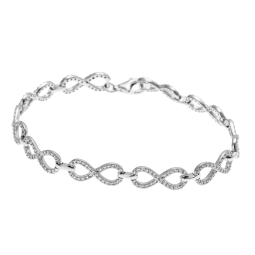 Bracelet en argent rhodié et oxydes de zirconium, infini