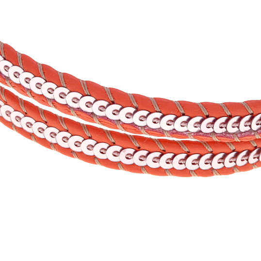 Bracelet en acier, simili cuir et paillettes