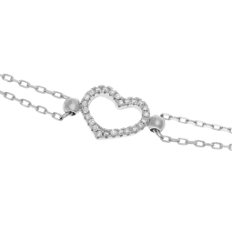 Bracelet en argent rhodié et oxydes de zirconium, coeur