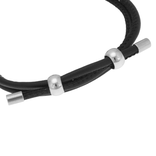 Bracelet en acier, cristaux de synthèse et résine, simili cuir, ancre marine 