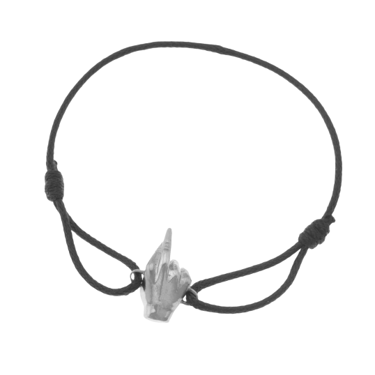 Bracelet cordon en argent rhodié, signe de la chance