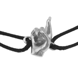 Bracelet cordon en argent rhodié, signe de la chance