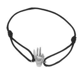 Bracelet cordon en argent rhodié, signe ok