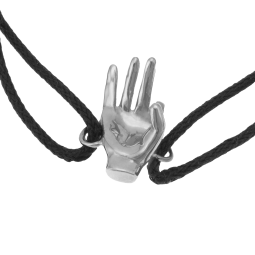 Bracelet cordon en argent rhodié, signe ok