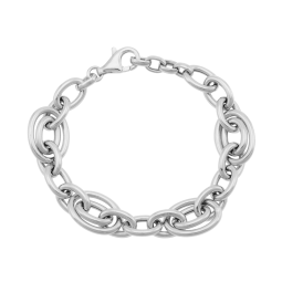 Bracelet en argent rhodié, maille ovale