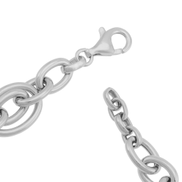 Bracelet en argent rhodié, maille ovale