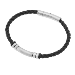 Bracelet en acier et cuir 
