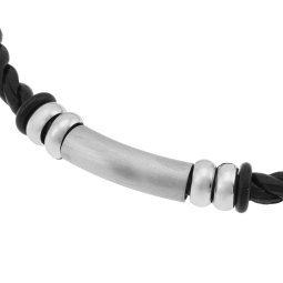 Bracelet en acier et cuir 