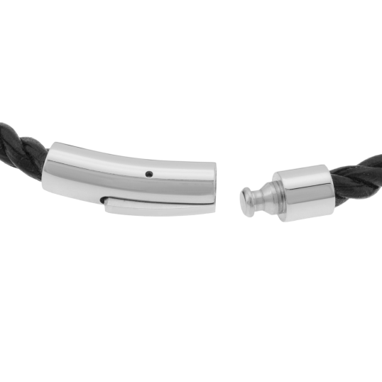 Bracelet en acier et cuir 