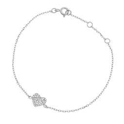 Bracelet en argent rhodié et oxydes de zirconium, coeur