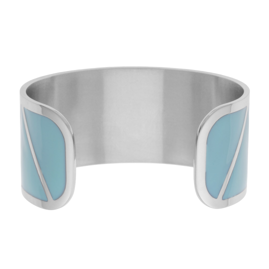 Bracelet jonc en acier et laque bleue 