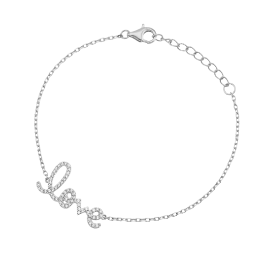 Bracelet en argent rhodié et oxydes de zirconium