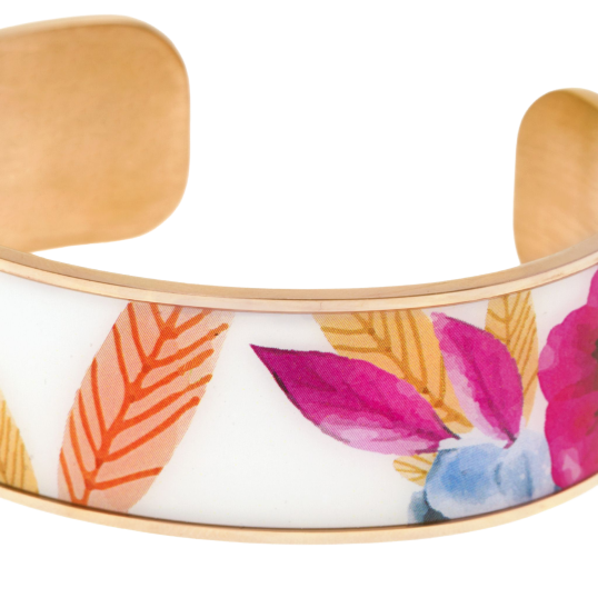 Bracelet jonc en acier rose, motif imprimé