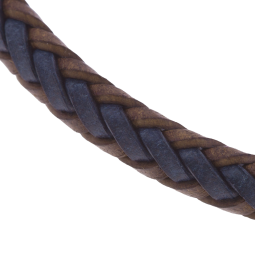 Bracelet en acier, cuir marron et bleu