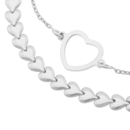 Bracelet en argent rhodié, coeurs