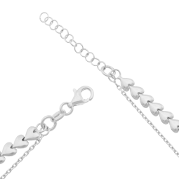 Bracelet en argent rhodié, coeurs