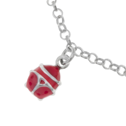 Bracelet en argent rhodié et laque, coccinelle