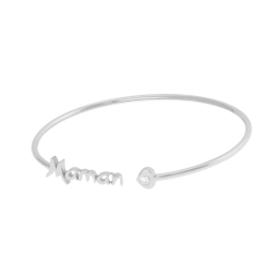 Bracelet jonc en argent rhodié et oxyde de zirconium, maman