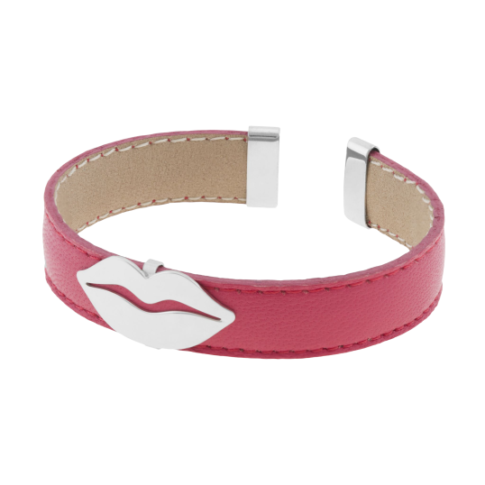 Bracelet en argent rhodié, cuir ,intérieur acier