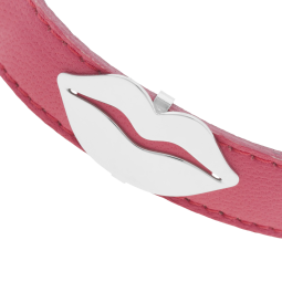 Bracelet en argent rhodié, cuir ,intérieur acier