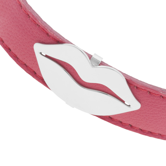 Bracelet en argent rhodié, cuir ,intérieur acier