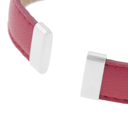 Bracelet en argent rhodié, cuir ,intérieur acier
