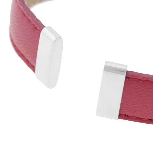 Bracelet en argent rhodié, cuir ,intérieur acier