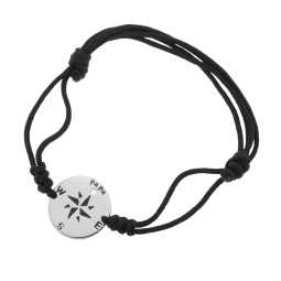 Bracelet cordon en argent rhodié et laque, papa