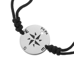 Bracelet cordon en argent rhodié et laque, papa