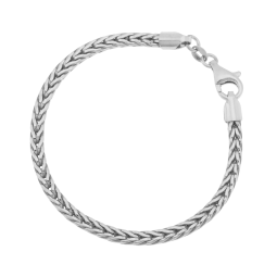 Bracelet en argent rhodié, maille palmier