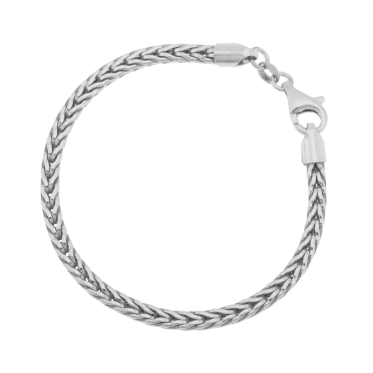Bracelet en argent rhodié, maille palmier