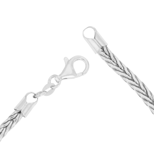 Bracelet en argent rhodié, maille palmier