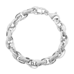 Bracelet en argent rhodié, maille fantaisie