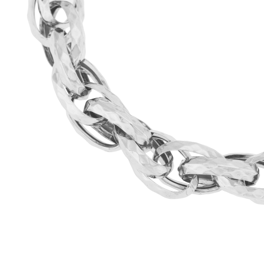 Bracelet en argent rhodié, maille fantaisie