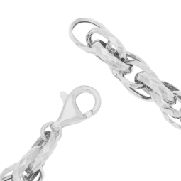 Bracelet en argent rhodié, maille fantaisie
