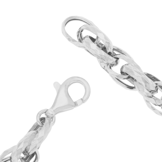 Bracelet en argent rhodié, maille fantaisie