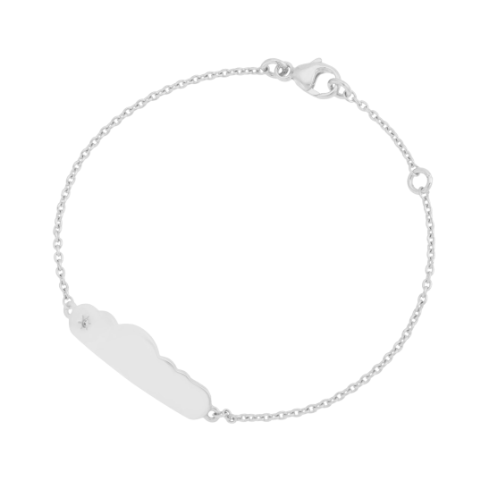 Bracelet identité en argent rhodié et oxyde de zirconium, nuage Bracelet identité en argent rhodié et oxyde de zirconium, nuage