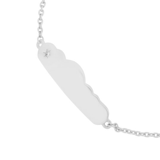 Bracelet identité en argent rhodié et oxyde de zirconium, nuage Bracelet identité en argent rhodié et oxyde de zirconium, nuage