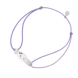 Bracelet cordon en argent rhodié et laque rose, nuage