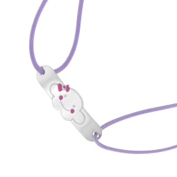 Bracelet cordon en argent rhodié et laque rose, nuage