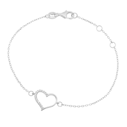 Bracelet en argent rhodié et oxydes de zirconium, coeur