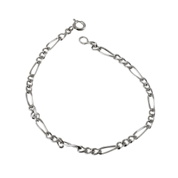 Bracelet en argent rhodié, maille cheval alternée 1-3