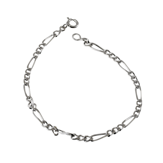 Bracelet en argent rhodié, maille cheval alternée 1-3